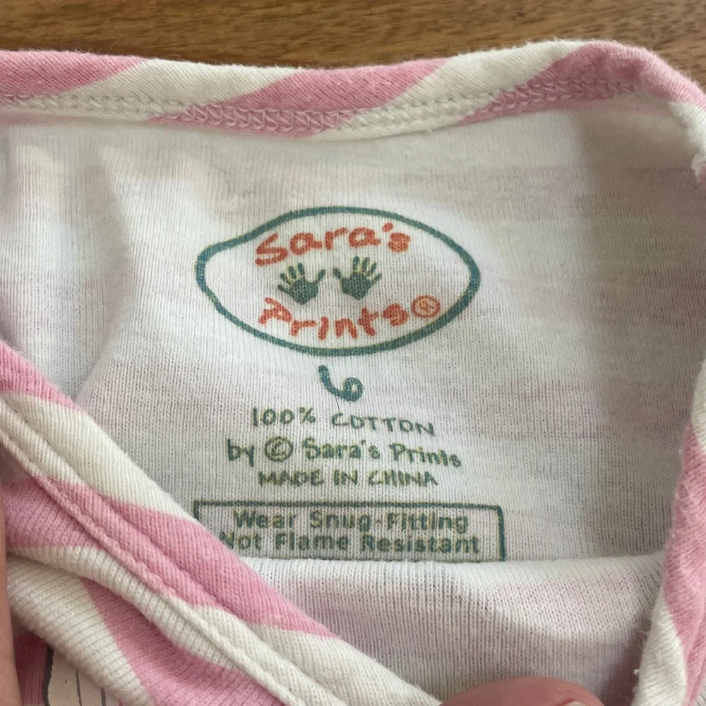 Sara's Prints Pink & White Striped Bunny Pajama Set. Short sleeve/shorts. Soft.